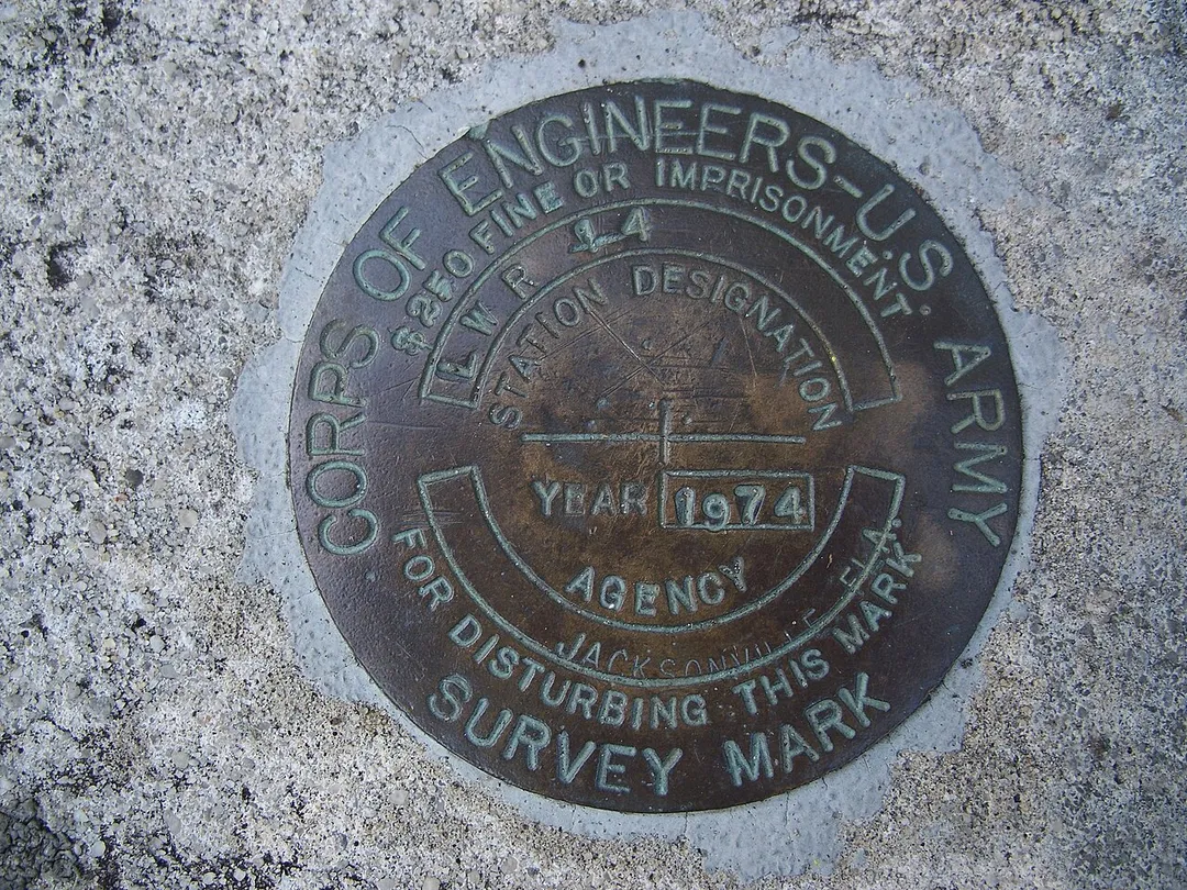 1974 Army Corps of Engineers survey mark, in Wekiwa Springs State Park in Apopka, Florida
