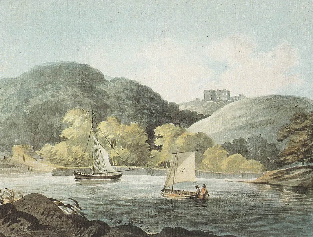 Watercolour titled "Wembury", showing the ruinous Wembury House, built by Sir John Hele (d.1608). Devon Record Office ref:DRO, 564M/F13/25