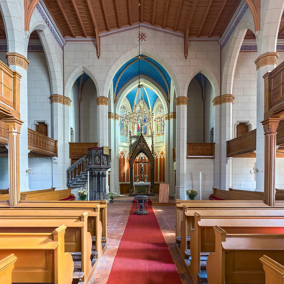 Interior view of the Heilig-Geist-Kirche Werder (Havel).