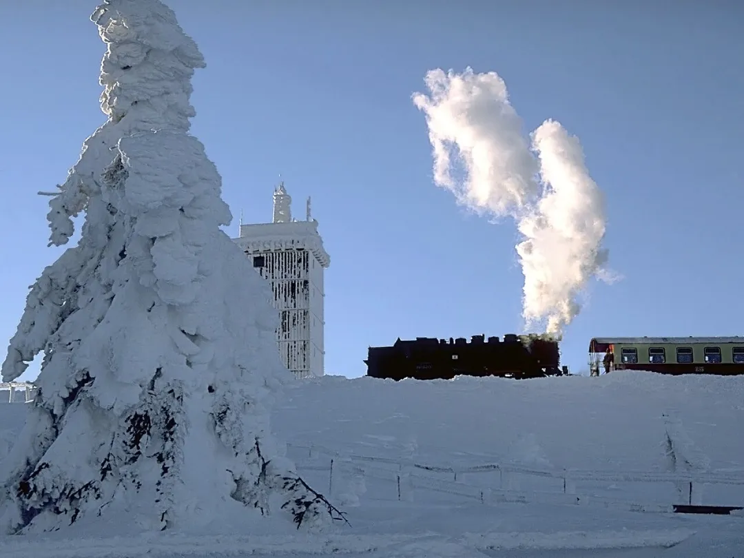Brocken Mountain (or Brockenbahn) in Winter.