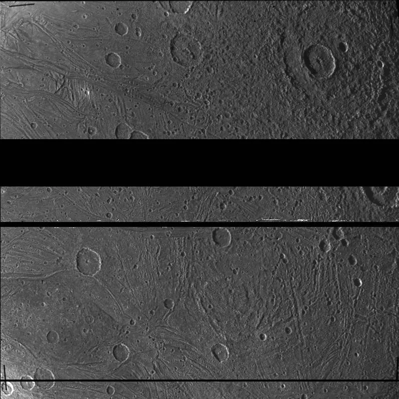 Western region of Babylon Sulci - taken by Voyager 2