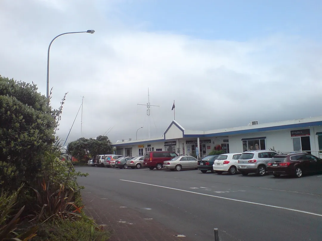 Looking at the main building of West Park Marina, Waitakere City, New Zealand.