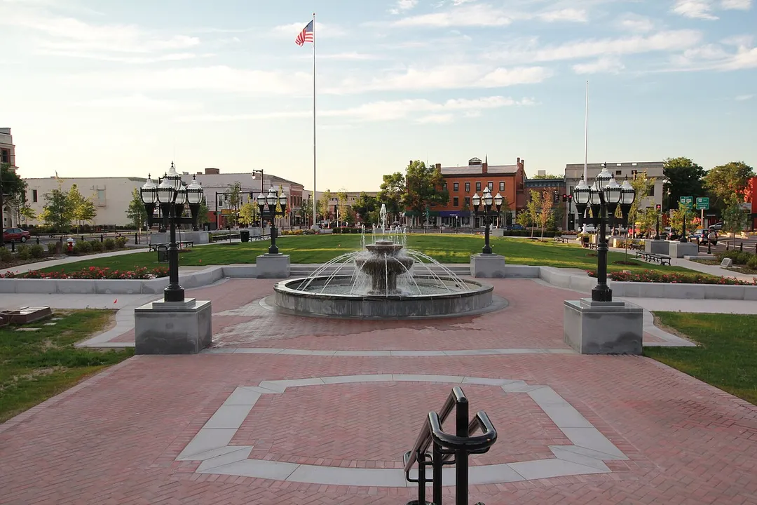 Photo from Park Square (AKA "The Green") in Westfield, Massachusetts as construction nears completion