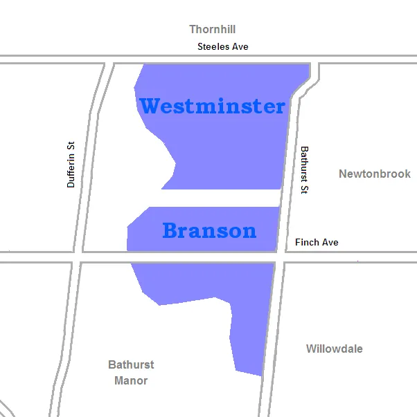 map of w:Westminster-Branson