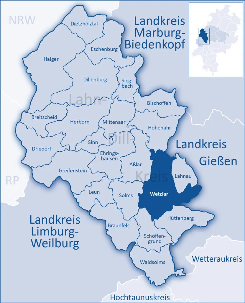 The map shows a district in the area of Lahn-Dill-Kreis