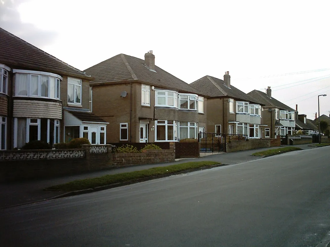 Houses on Kingswear Crescent in Austhorpe, Leeds.  This photograph was taken on the late afternoon of the 1st April 2009.