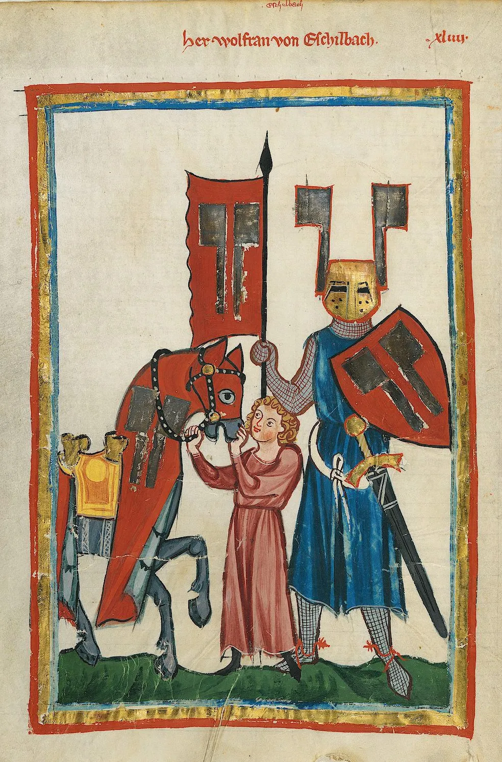 Codex Manesse, UB Heidelberg, Cod. Pal. germ. 848, fol. 149v: Herr Wolfram von Eschenbach