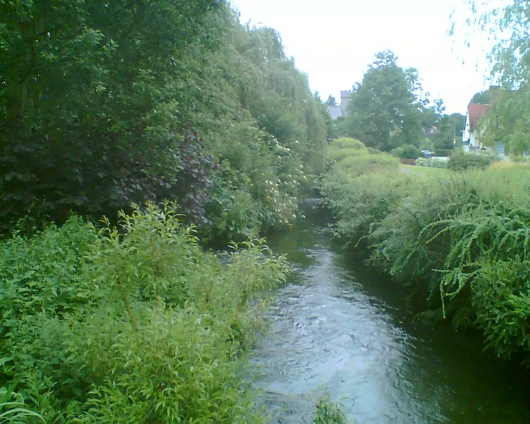 The River Wye, close to Wooburn Green, at the Mills Industrial Estate opposite of the Old Bell pub.