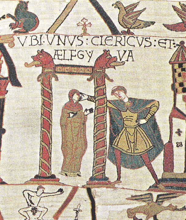 Section of Bayeux Tapestry showing Aelfgyva, an unknown woman
