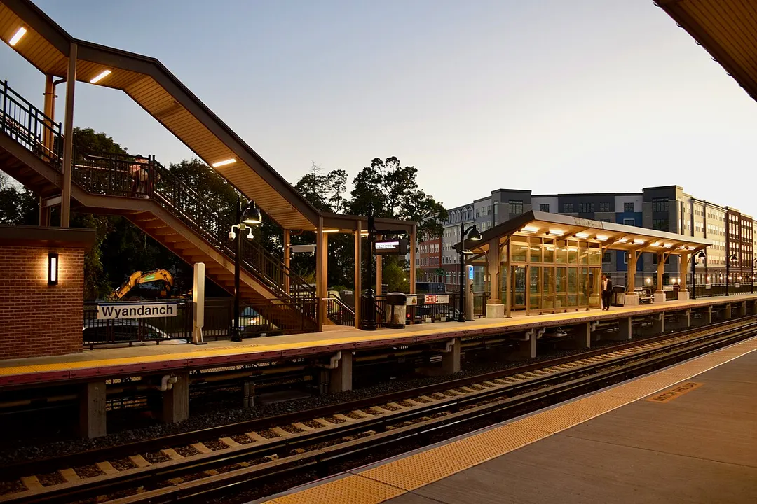 Wyandanch station on the Long Island Railroad at dusk