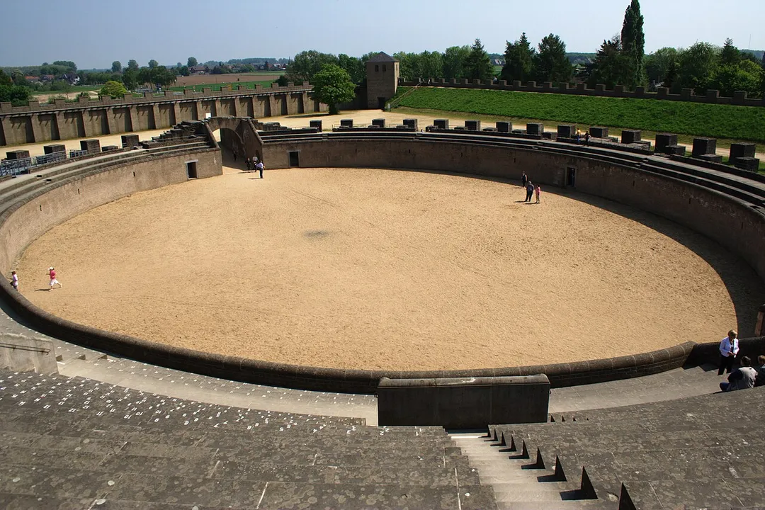 The reconstructed amphitheater in the archaeological park in Xanten (Germany, NRW).
