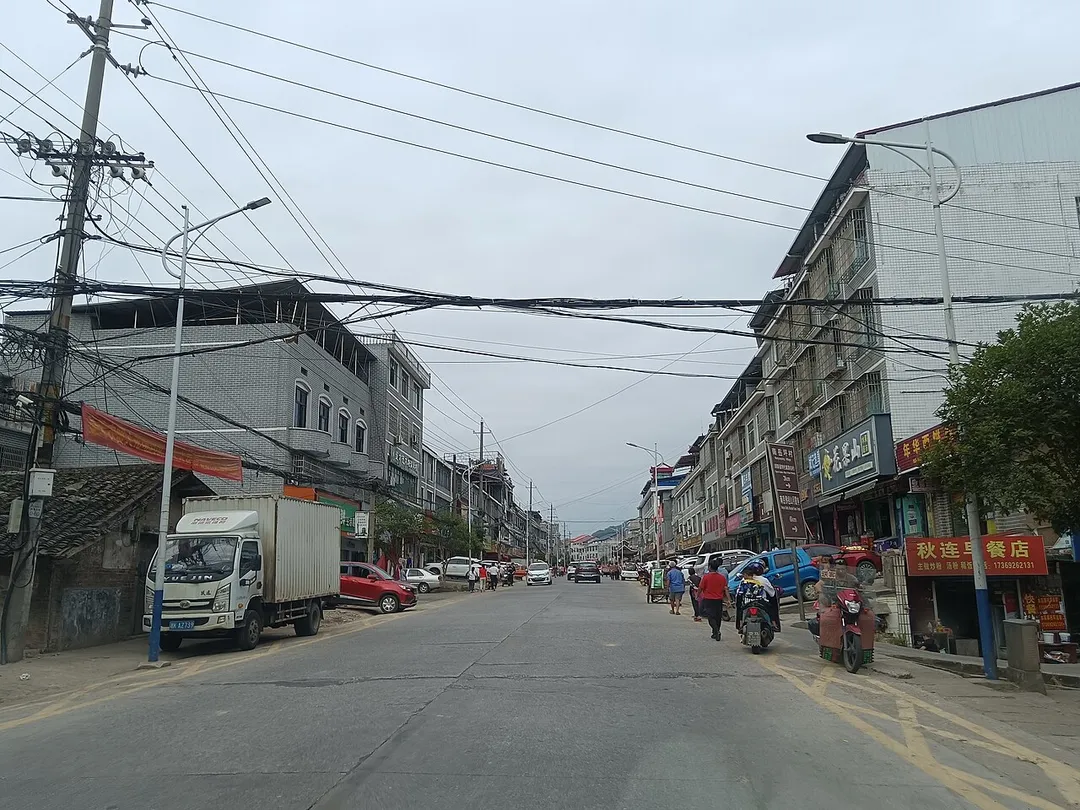 Residential buildings in the town of Hutian, Xiangxiang, Hunan, China.