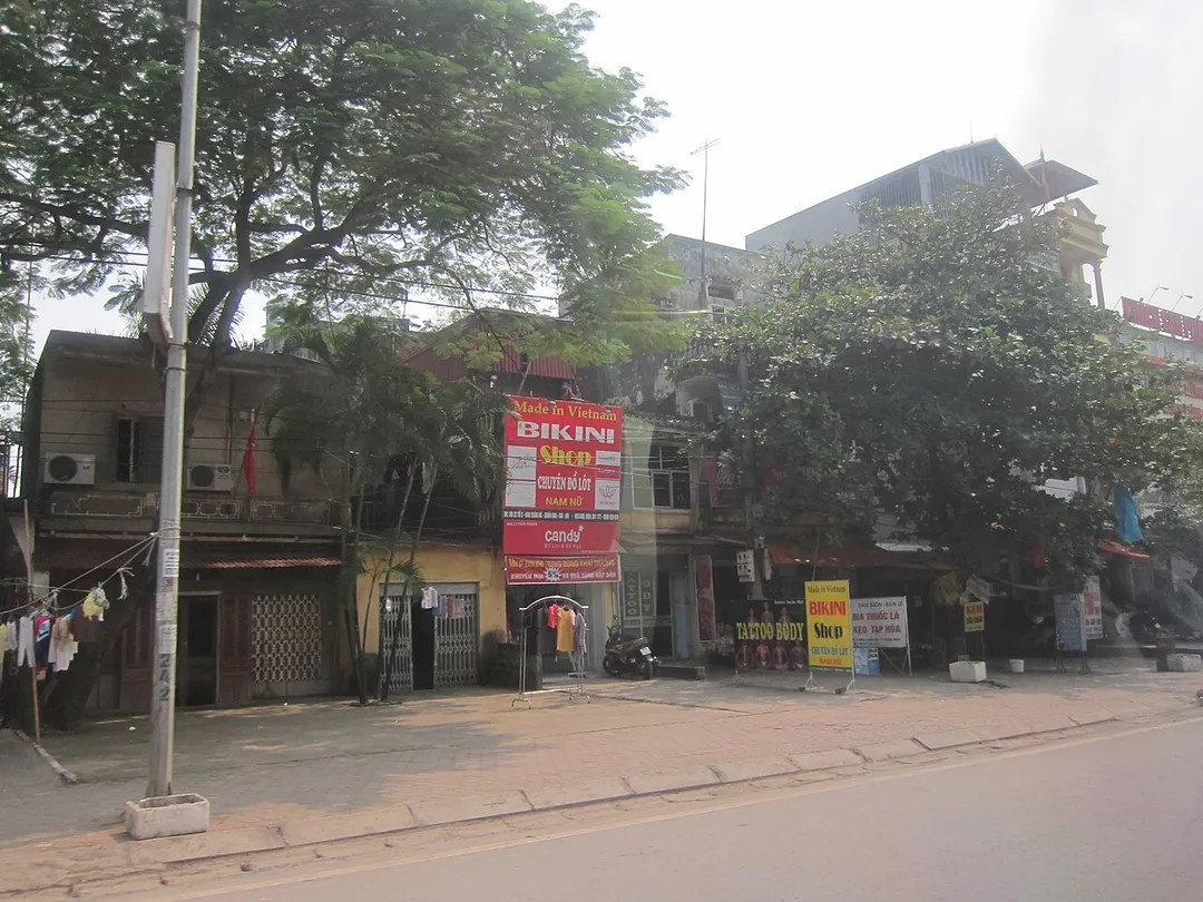 Bikini shops on National Route 21 in Xuan Mai town (Chuong My district, Hanoi, Vietnam)