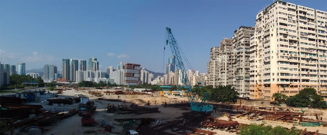 The west of Yaumatei, Hong Kong, it used to be the old shore line of Yaumatei, now reclaimed.