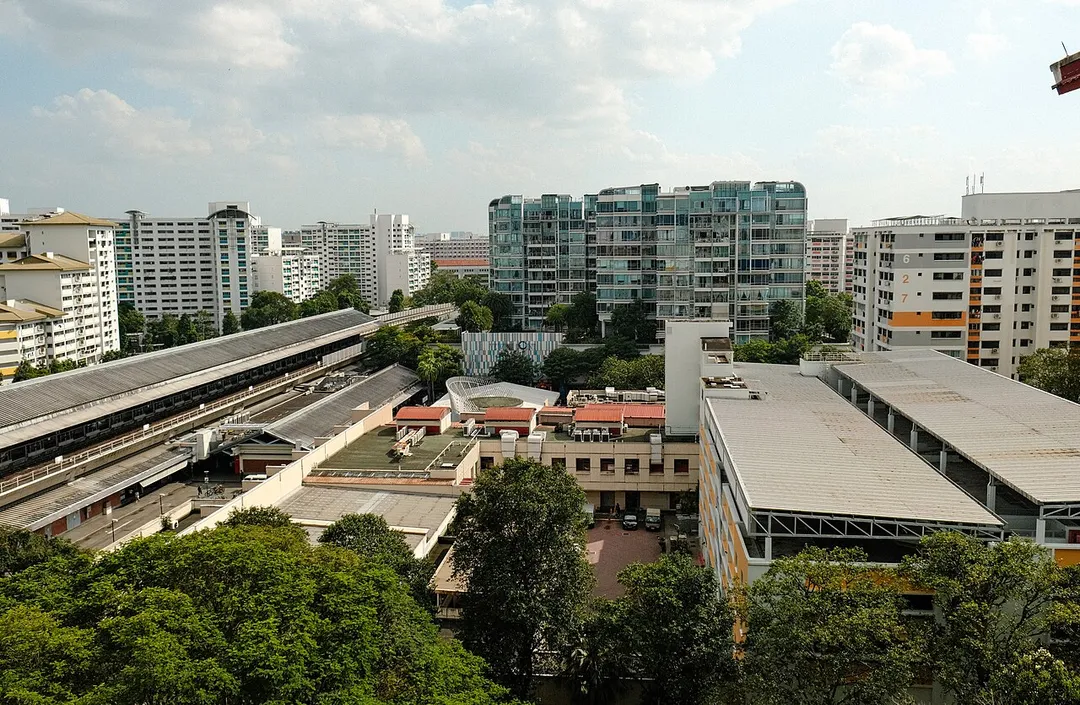 Aerial photo of Yew Tee's town centre in Singapore. Taken from Block 621 Choa Chu Kang Street 62.