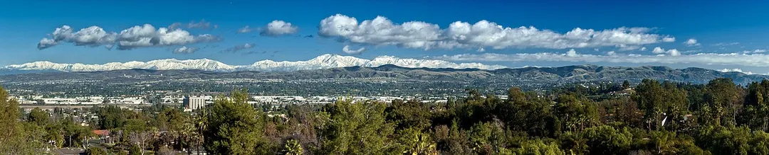 Panorama of portions of the cities of Anaheim, Placentia, and Yorba Linda in California, United States