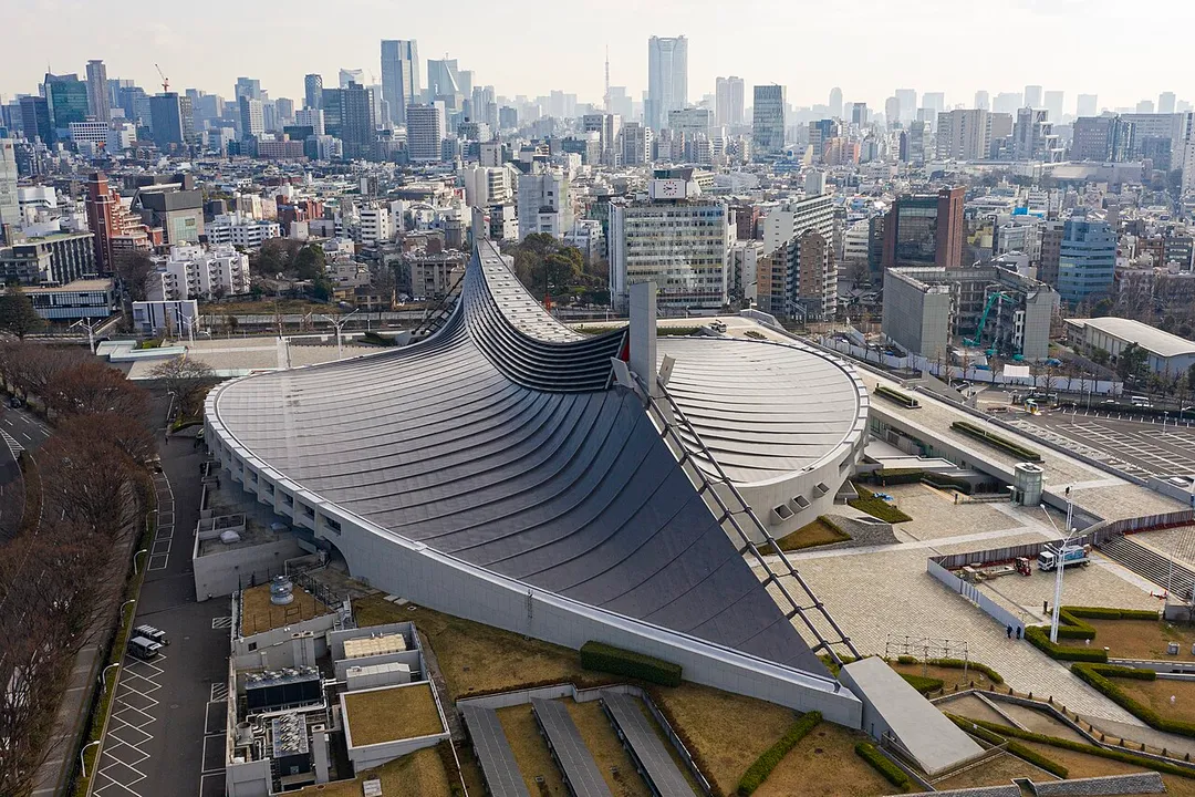 Aerial view of Kokuritsu Yoyogi Kyōgijō, Tokyo, Japan