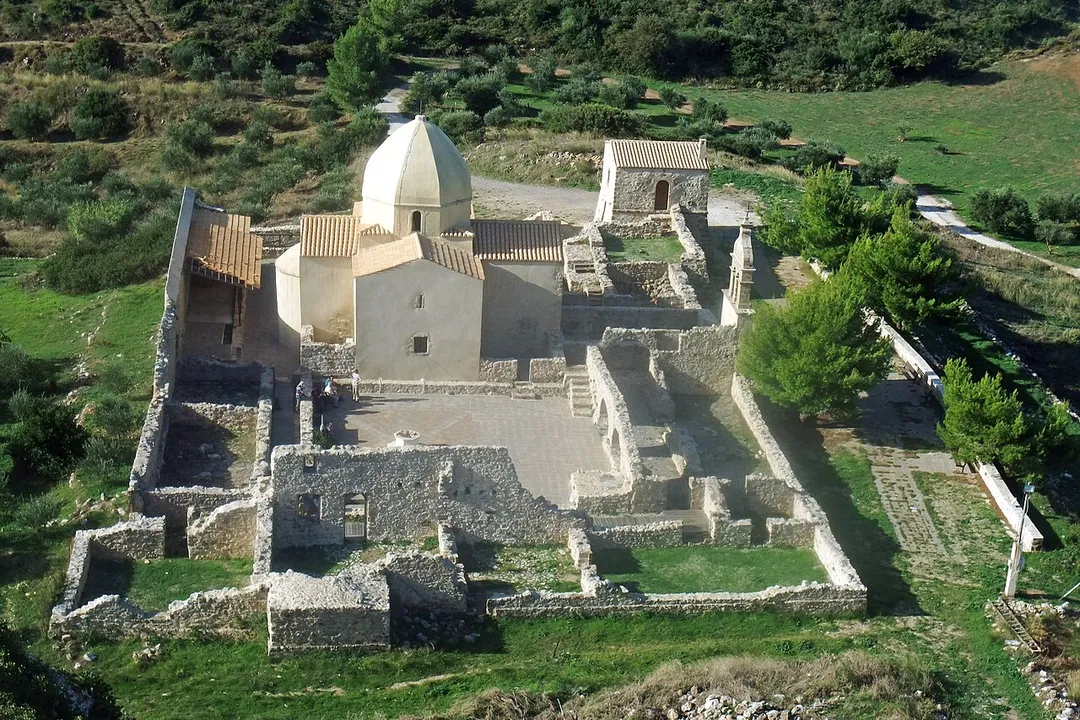 Church and monastery ruins Panagía Skopiótissa below the summit of Mount Skopós, in Zakynthos, Greek Ionian Islands