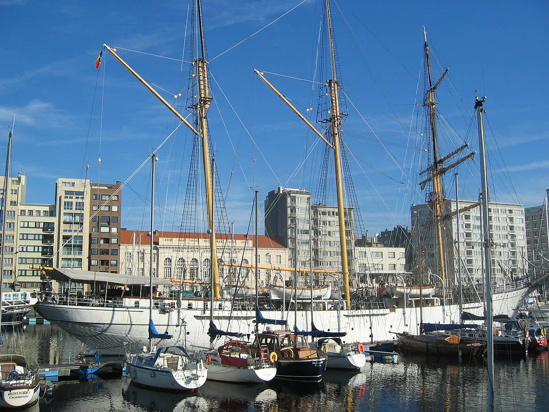 Ostend and the museumship, the brigantine Mercator.