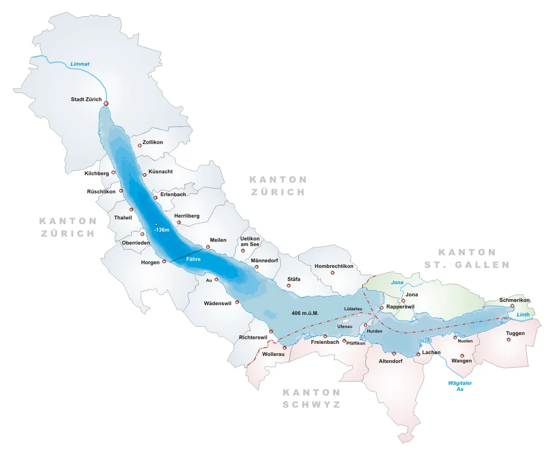 Description: Map of Zürichsee, Switzerland
Designer: Tschubby