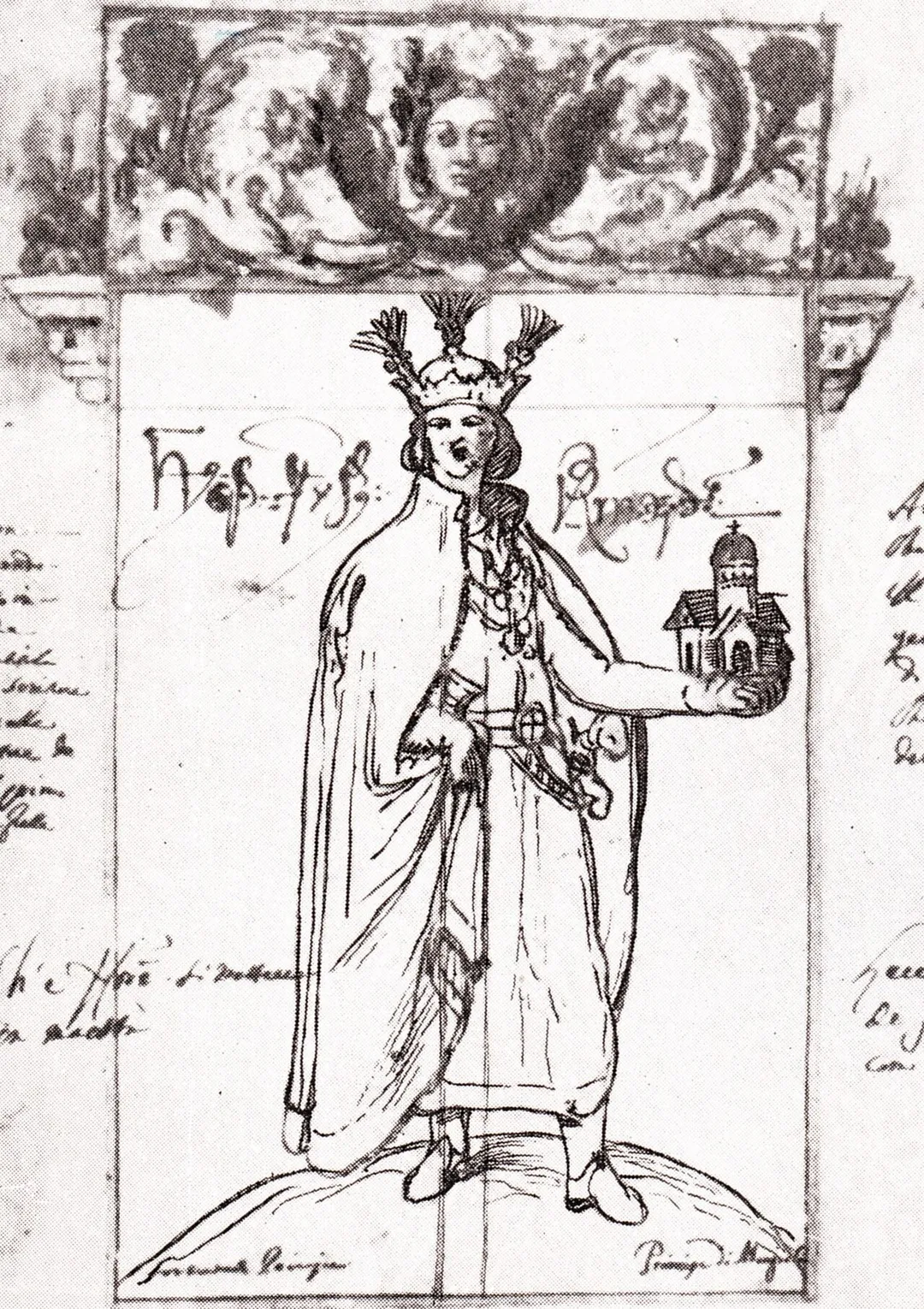 Levan II Daliani. A sketch by the Catholic missionaire Don Cristoforo De Castelli.