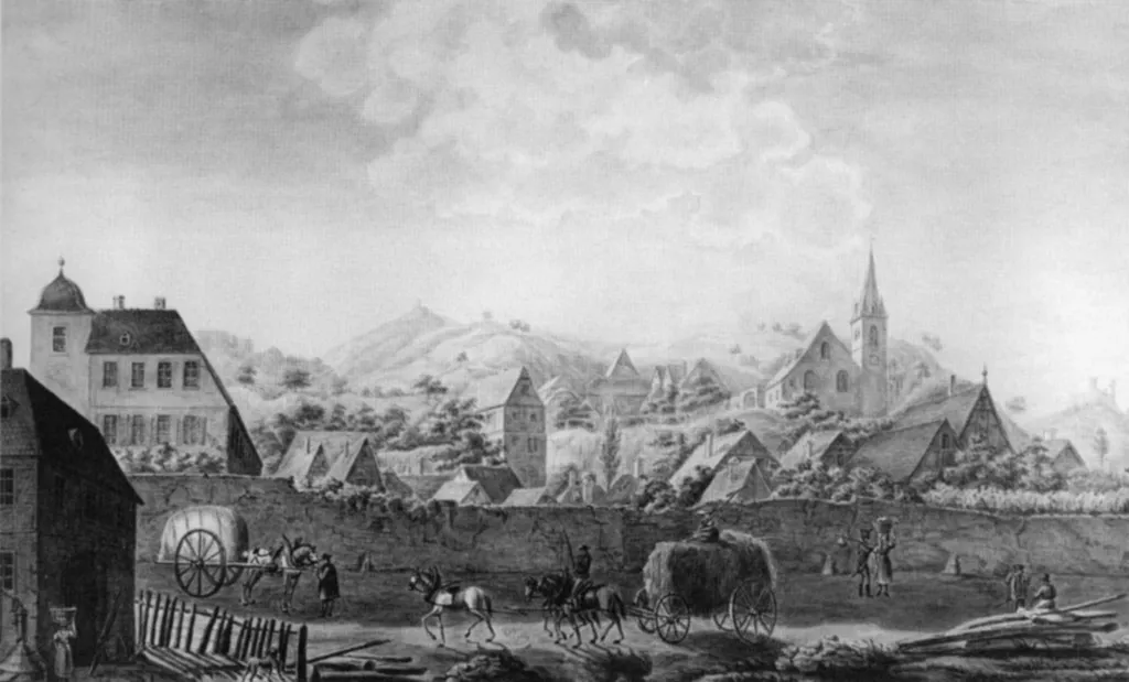 Zwingenberg an der Bergstraße um 1810. Gemälde von Wilhelm Merck (1782-1820