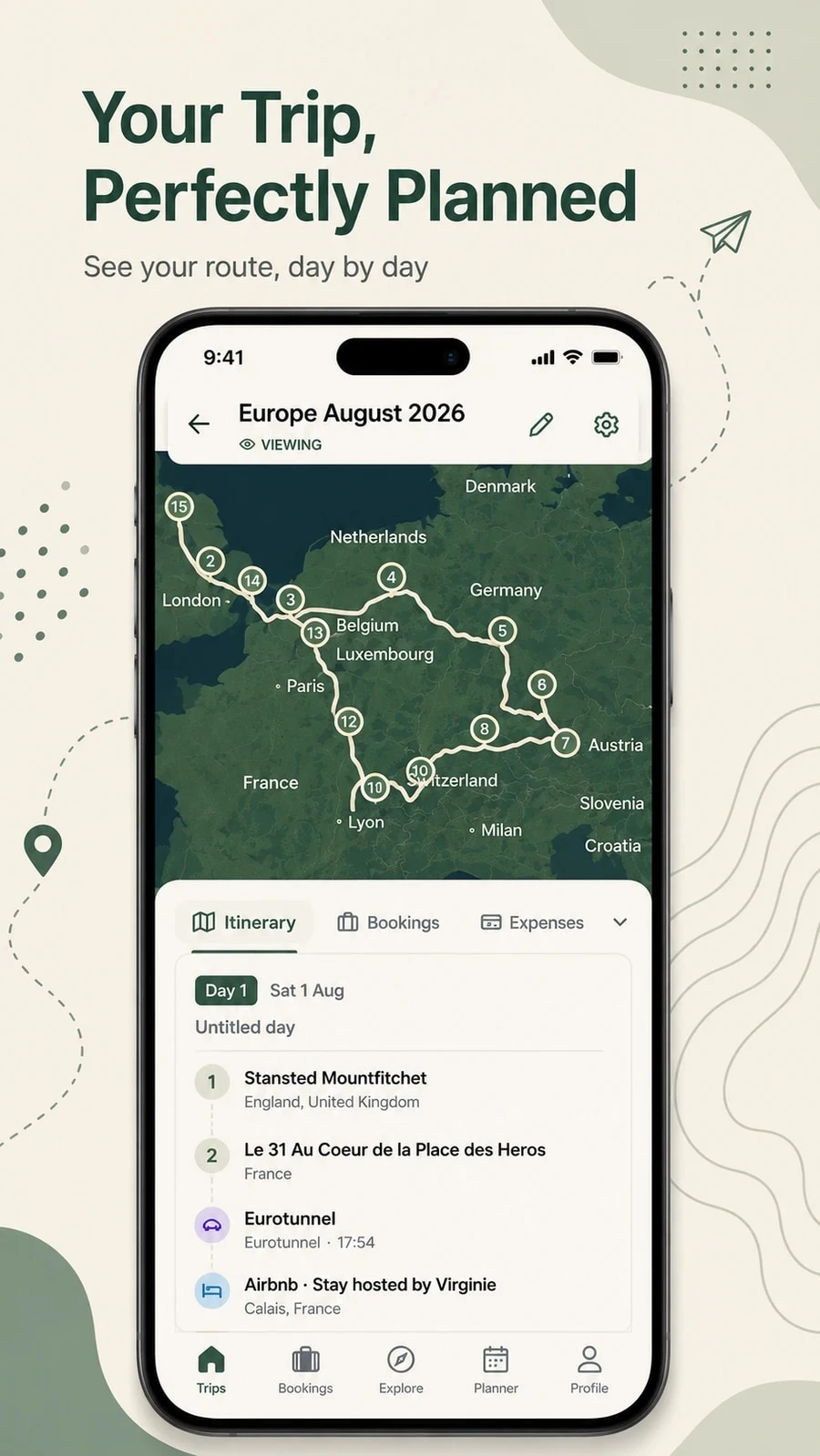 PYRT app: day-by-day trip planner