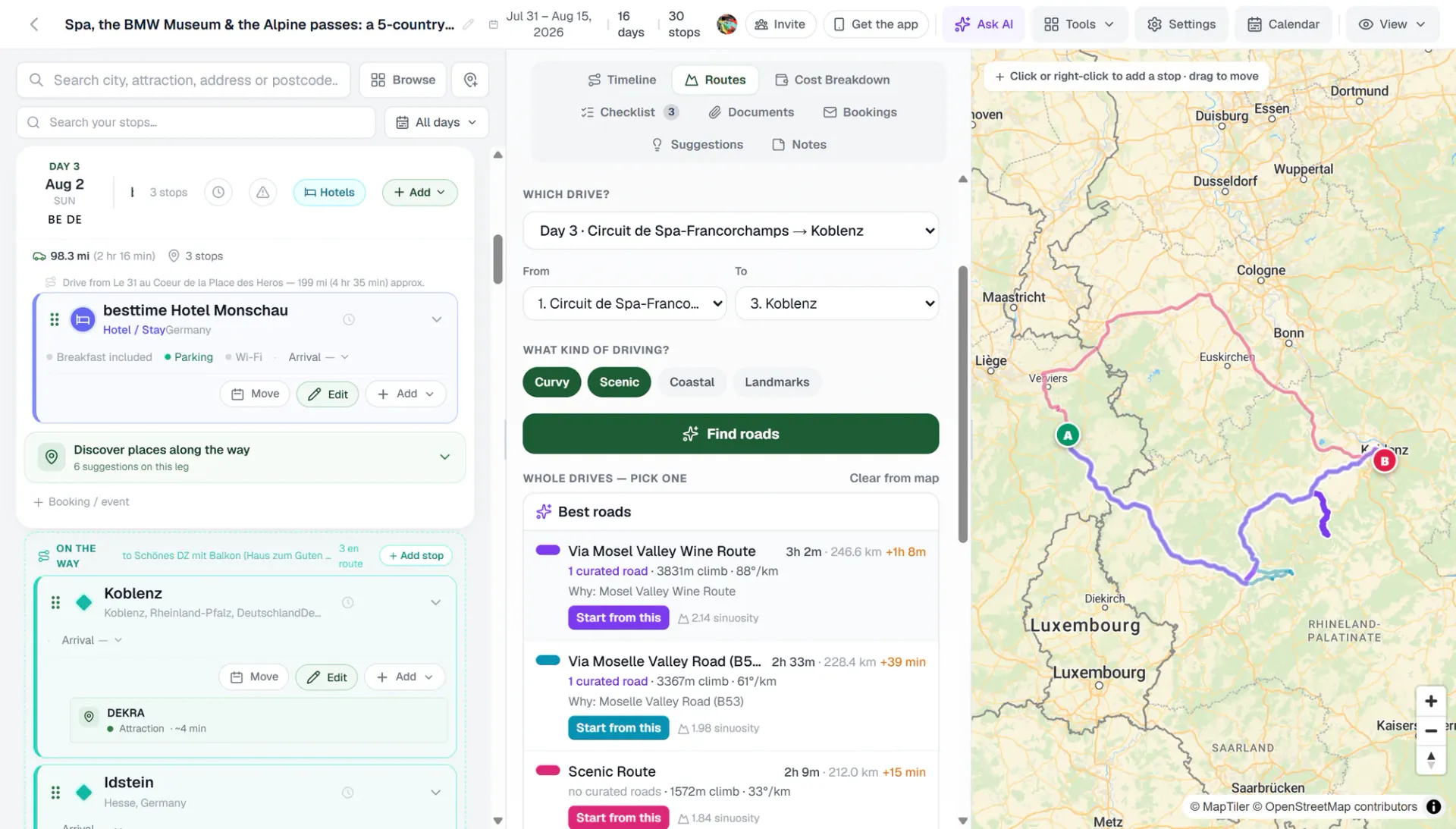 Generate Your Driving Route — Plan Your Road Trips screenshot